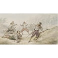 thumbnail image 2 of Alexander Ver Huell 18x11 Gold Ornate Wood Frame and Double Matted Museum Art Print Titled - Landscape with Dualing Men (C. 1854 - C. 1887), 2 of 4
