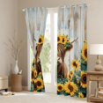 thumbnail image 3 of jejeloiu Rustic Highland Cattle Blackout Curtains Set of 2 (52x84 Each),Country Floral Sunflower Window Curtains,Old Wooden Plank Curtains and Drapes For Kids,Ultra Soft Home Decor, 3 of 6
