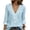 Light Blue, variant on Shirts for Women Chic Deep V Ruffle Trim Solid Color Raglan Shoulder Roll Up Sleeve Lightweight Office Pullover,Sizes S-3XL