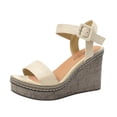 thumbnail image 1 of Sandales Compensées à Plateforme à Talons Hauts pour Femmes à Bout Ouvert avec Boucle, 1 of 9