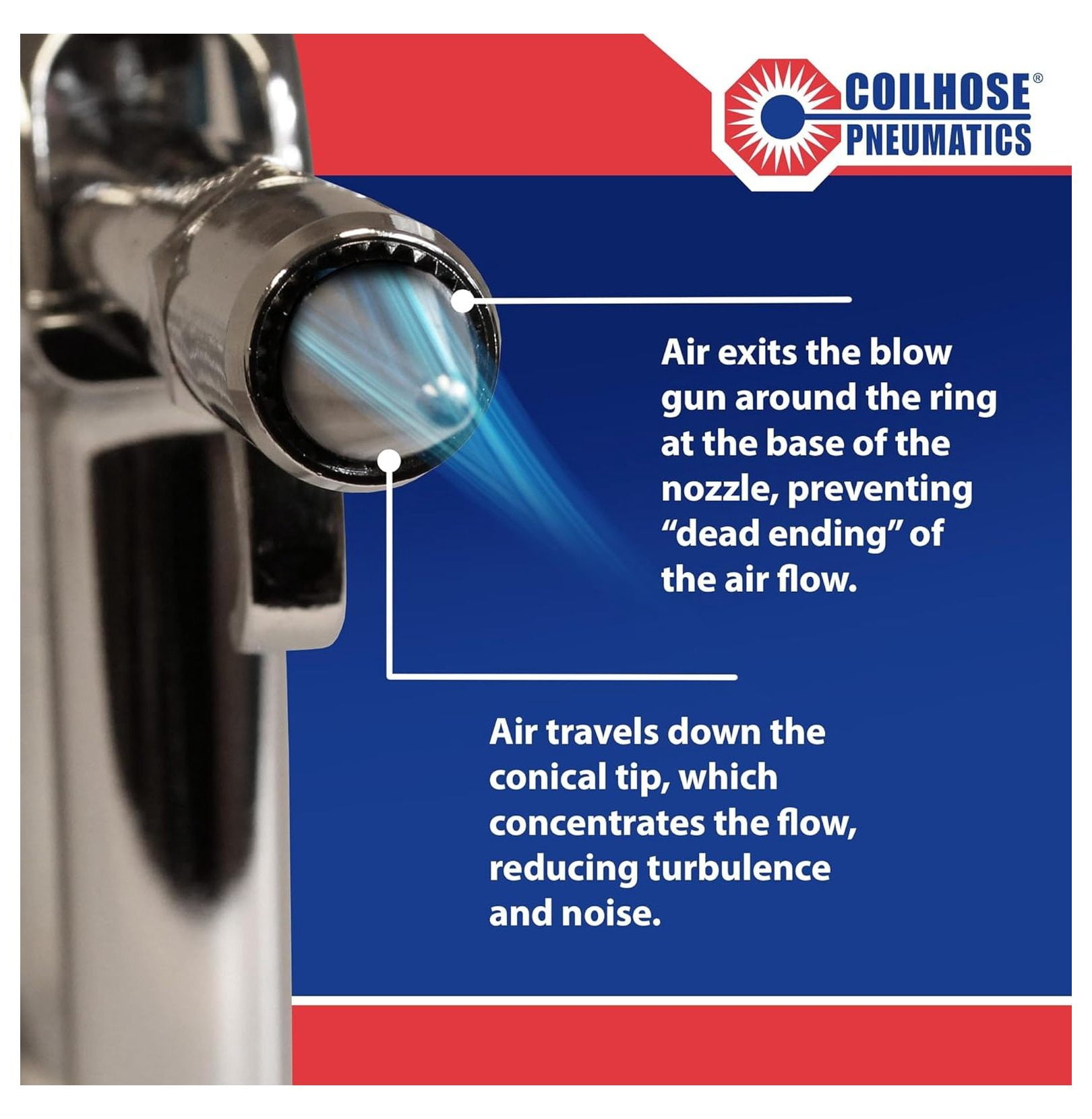 Blow Gun High Volume - 1/4 Inch NPT Plated Air Blow Gun, 34 CFM, 2.1 lbf Thrust, Variable Flow Control for Industrial Cleaning & Blow Off