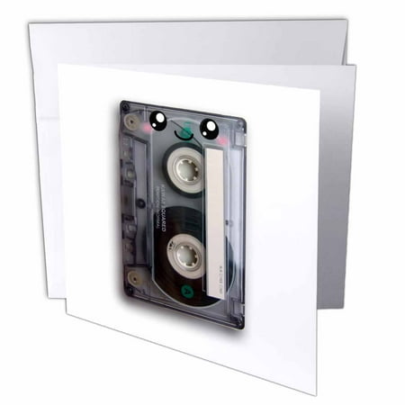 3dRose Cute happy cassette tape - retro music 80s eighties 90s - kawaii smiley face - smiling sweet cartoon, Greeting Cards, 6 x 6 inches, set of 6