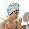thumbnail image 3 of Yiaed Transport Travel Print Hair Cap with Button,Coral Fleece Hair Towel Wrap for Women Wet Hair,Quick Dry Turban for Wet Hair Long Thick Hair, 3 of 5