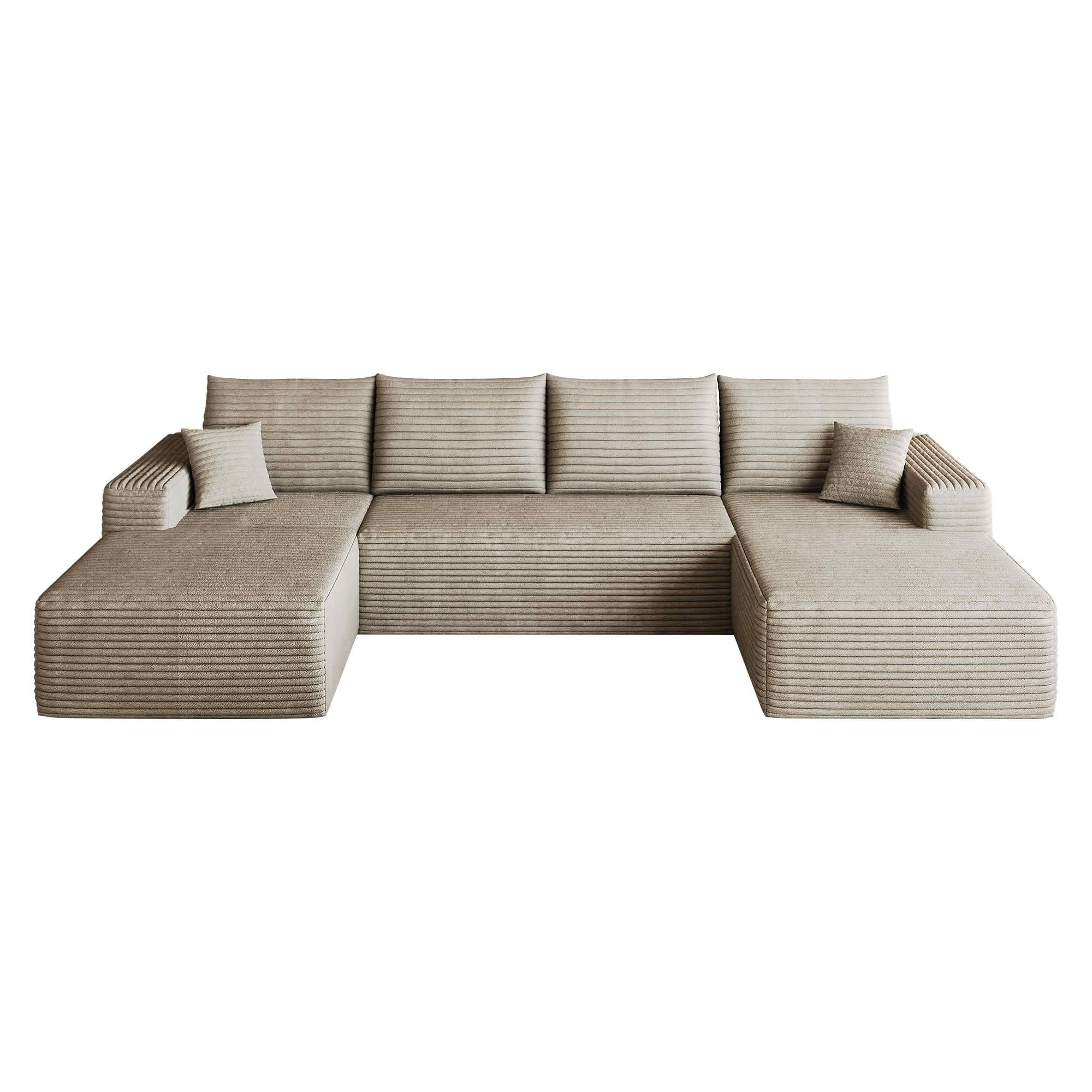 MAYEERTY 134 Inch U‑Shaped Cloud Sectional Sofa, Modern Minimalist Plush Corduroy Deep‑Seat Couch, No Assembly Required for Living Room Apartment Bedroom