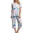 thumbnail image 7 of felwors Womens Pajama Sets Cotton Pj Set Short Sleeve Top With Capri Pants Sleepwear 2 Piece Lounge Set Light Pink, L, 7 of 7