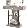 thumbnail image 1 of Gymax Table Console avec Tiroir et Étagères pour Entrée Salon Gris, 1 of 10