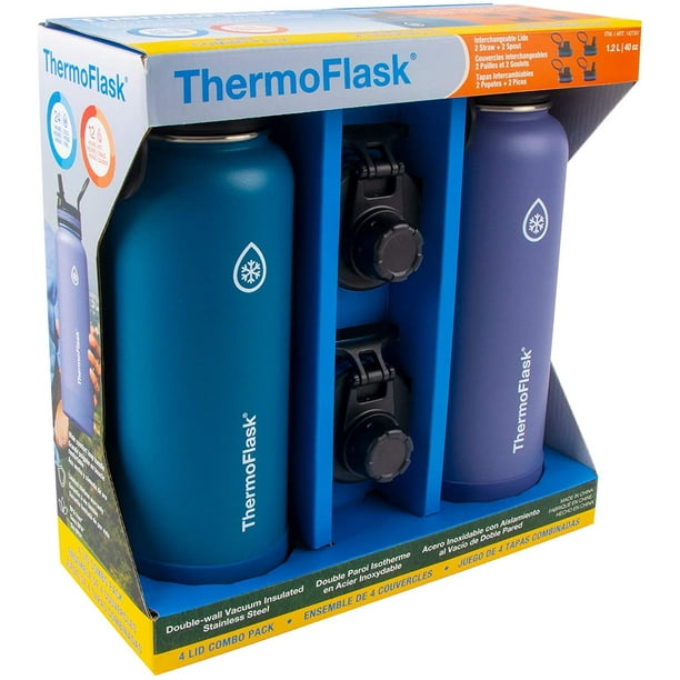 ThermoFlask - Ensemble de 2 bouteilles de 1,2 L (40 oz) en acier