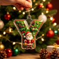 thumbnail image 6 of romoty Personalized Initial Christmas Tree Letter Ornaments, Pine Needle Santa Claus Pendants, 2D Flat Acrylic Monogram Xmas Decor, 6 of 6