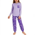 thumbnail image 2 of Conjuntos de blusa y camisa de manga larga con cuello redondo para niños y niñas de 5 a 14 años con estampado y bolsillo. Conjunto de top y pantalón de manga larga., 2 of 9