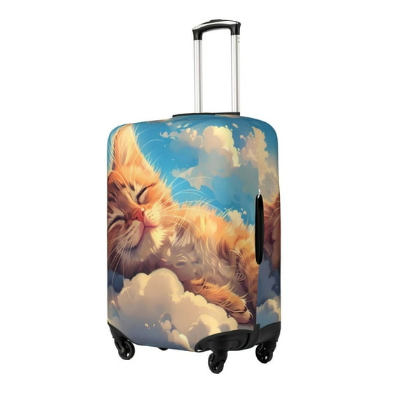 Logiee Cloud Sleeping Cat Print Travel Luggage Cover,Suitcase Protector, Washable Elastic Suitcase Baggage Cover,Closure for Wheeled Suitcase Fit 18-32 Inch Luggage-Small