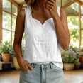 thumbnail image 4 of Noric Women's Cotton Linen Sleeveless Tank Top Scallop V-Neck Loose Fi Casual Summer Basic Tops, 4 of 6