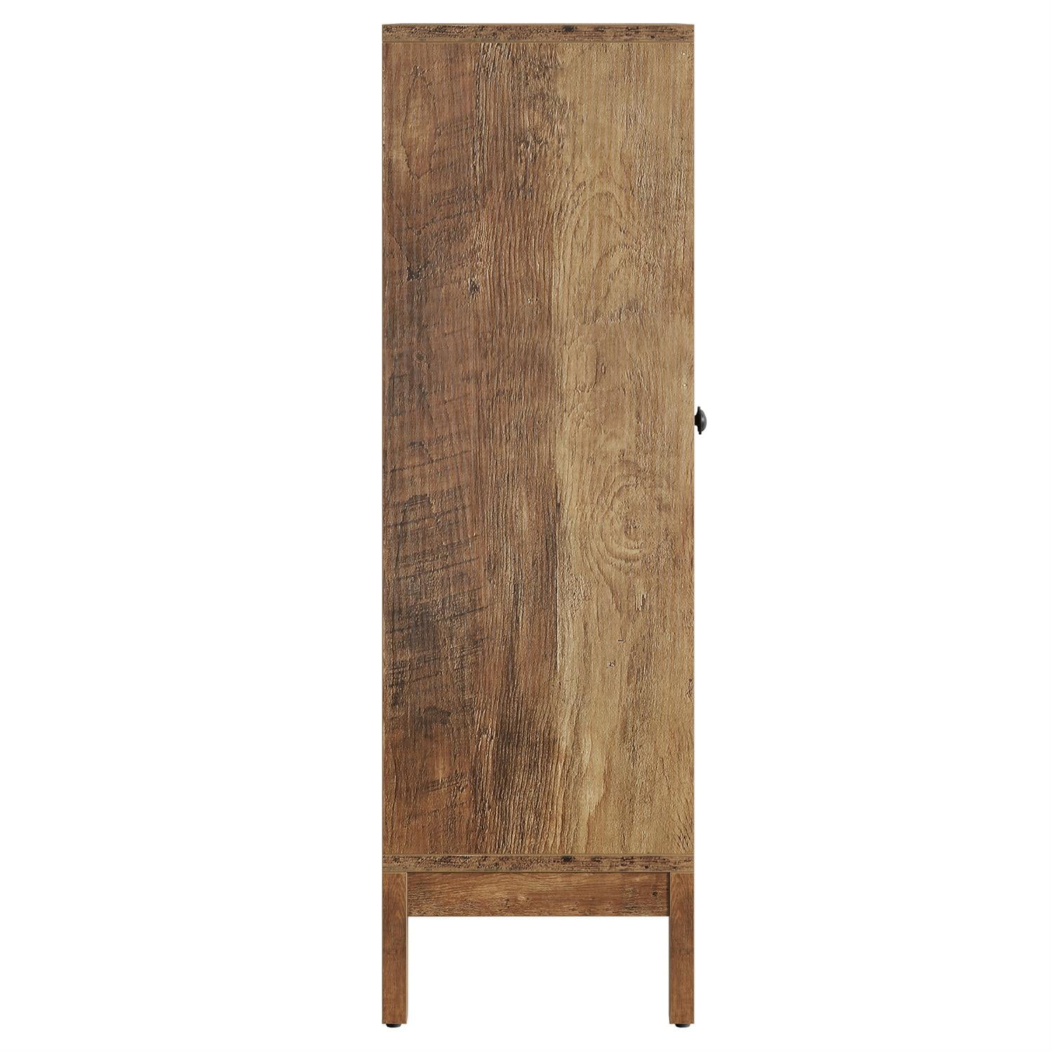 Demi Bonn 35" Wooden Shoe Storage, Entryway Organizer Cabinet, Decorative 2-Door, Space-Saving, Modern Home Decor, Brown