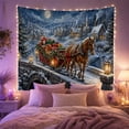 thumbnail image 2 of Horse Pulling Red Sleigh Across Stone Bridge, Cozy Vintage Style for Horse Lovers, Festive Wall Art, Christmas Gift Tapestry Wall Hanging for Living Room and Entryway, 2 of 7