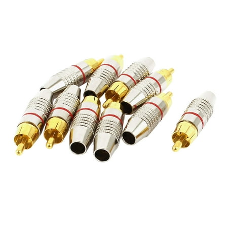 Unique Bargains 10 x RCA Male Plug Non Solder Audio Video Locking Connector Gold Silver (Best Solder For Audio Connectors)