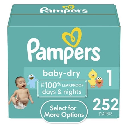 Pampers Baby Dry Diapers Size 1, 252 Count (Select for More Options)