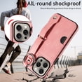 thumbnail image 4 of SaniMore Case for iPhone 13 Pro, PU Leather Durable [Back Card Slots] Wristlet Kickstand Buckle Protective Bumper Cover Shockproof Anti-fall/Anti-scratch for Ladies, Pink, 4 of 11