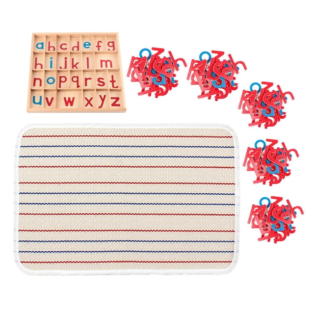 Materiales de aprendizaje de idiomas con alfabeto móvil, juguetes educativos Montessori de madera 5 paquetes de letras