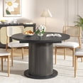 thumbnail image 7 of 59" Extendable Round Dining Table for 4-6, Modern Oval Kitchen Table with Fluted Base, Circle Dining Table for Living Room, Black, 7 of 7