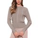 thumbnail image 1 of Suéter de punto de cable INSPIRE CHIC para mujer, cuello redondo, de manga larga, suéteres cortos de punto M beige, 1 of 6