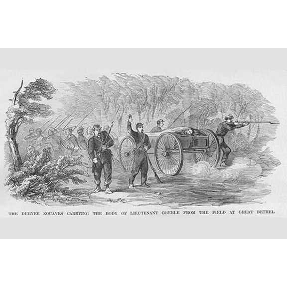 Lieutenant Greble Carried dead form the Field at Great Bethel-Fine Art Canvas Print (20" x 30")