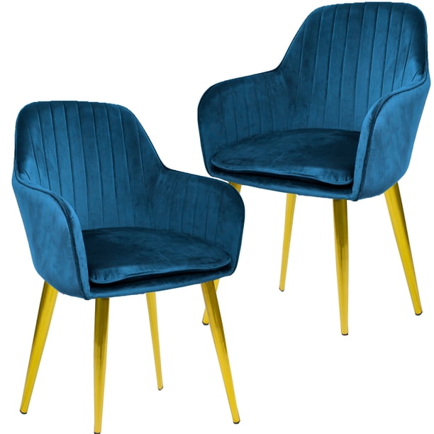 2 Sillones Comedor Eames Tapizado Rack & Pack Azul Terciopelo Sala Habitación
