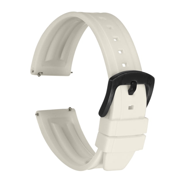 Correas de reloj Uxcell de 22 mm, correa de goma de liberación rápida, correa blanca con hebilla negra