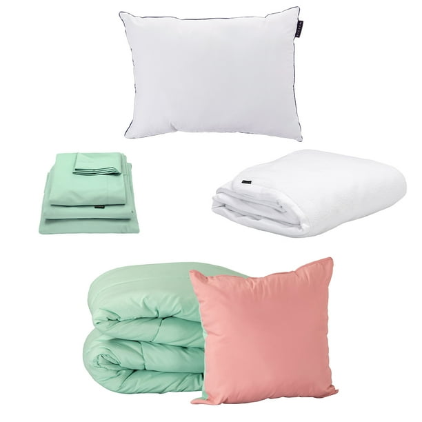 Set de Edredon Doble Vista Individual Couzy + Protector Cloud + Sabanas Softy + Almohada One