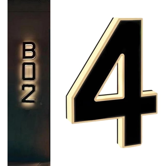 Solar Lighted House Numbers | 9 Inch Waterproof LED Address Signs for Outside with Night Visibility