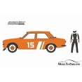 thumbnail image 2 of 1970 Datsun 510 4-Door Sedan with Race Car Driver, Orange - Greenlight 97070D/48 - 1/64 scale Diecast Model Toy Car, 2 of 3