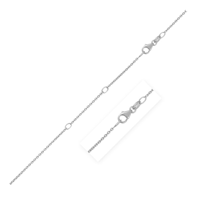 Double Extendable Diamond Cut Cable Chain in 14k White Gold (1.4mm) Size 18 inches