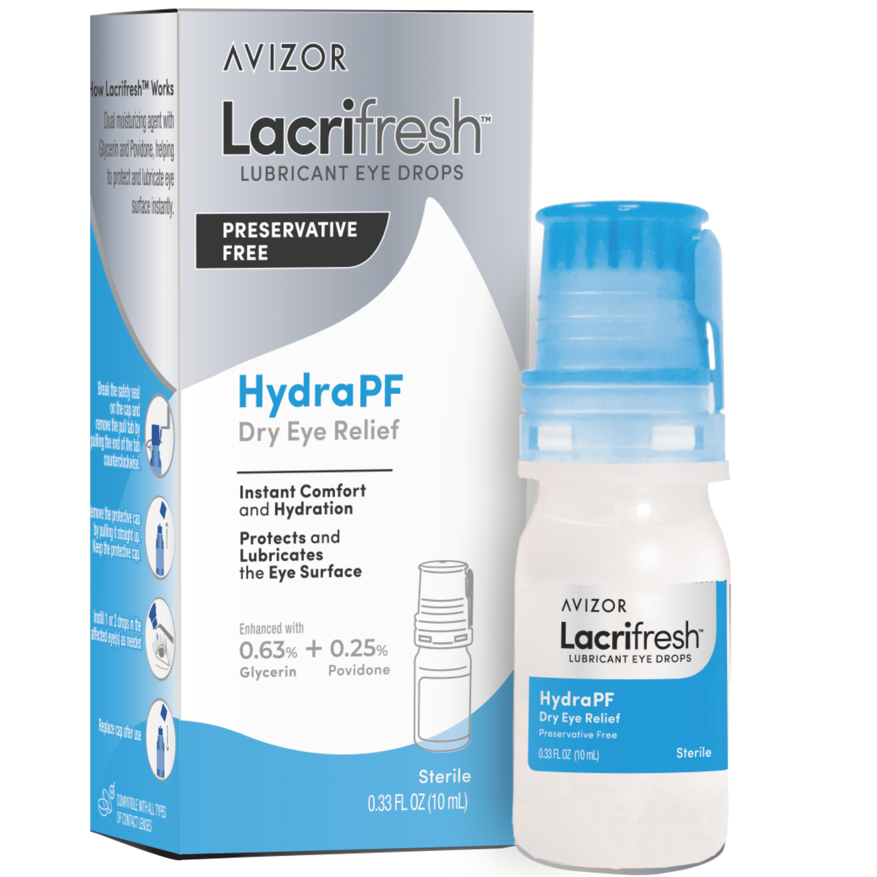 (3 pack) Lacrifresh HydraPF Lubricant Eye Drops for Dry Eye Relief .33 fl oz (10mL)
