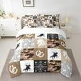 thumbnail image 2 of Manfei Southwestern Cowboy 7pcs Bedding Comforter Set,Western Country Horse Queen Bedding Sets,Brown Gray White Queen Sheet Sets For Boys Children,Ultra Soft Home Decor, 2 of 8