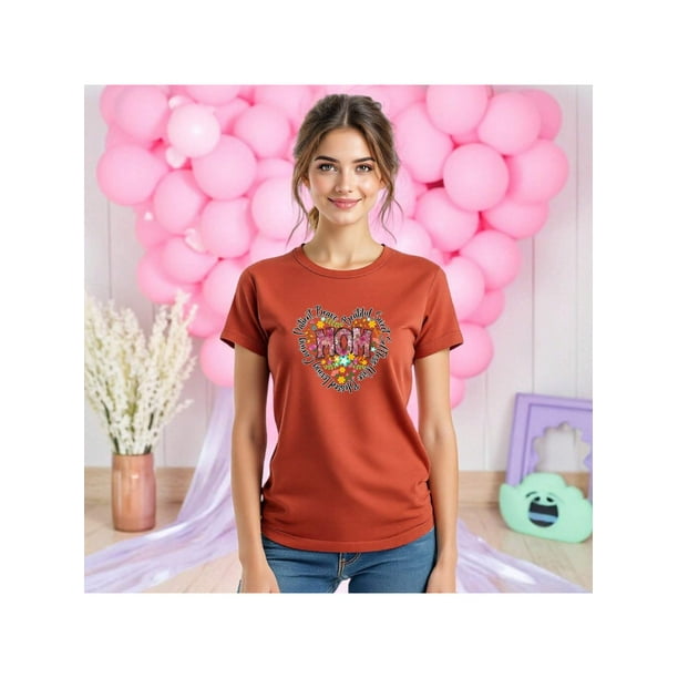 Playera MOM con Palabras de Amor – Regalo Perfecto para Mamá este 10 de Mayo Color Shedron Talla Chica Marca Emil SaEs
