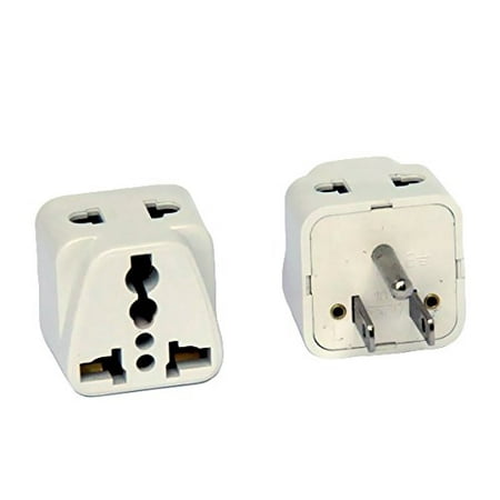 VCT VCT VP-206W Universal Grounded 2-Outlet Plug Adapter for USA and Canada, Converts Plugs from Any Country to