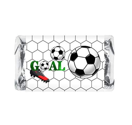 60 Sports Soccer Miniature Candy Bar Wrapper, Mini Candy Bar Stickers for Birthday Party, Baby Shower, Wedding, Graduation, or Any Family Event Decorations, Candy Not Included