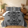 thumbnail image 2 of Erosebridal Boho Damask Twin Quilt Set, Vintage Floral Twin Coverlet Set, Medium Gray Black 2 Pieces, 1 Bedspread and 1 Pillowcase, 2 of 7