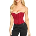 thumbnail image 1 of PEASKJP Womens Coton Tube Tops Crop Top Carré Cou Réservoir Tops Dos Nu Chemise Ajustée, Rouge S, 1 of 5