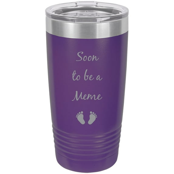 Soon to be a Meme Stainless Steel Engraved Insulated Tumbler 20 Oz Travel Coffee Mug, Purple
