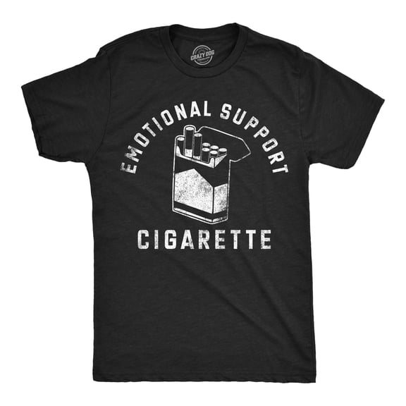 Mens Funny T Shirts Emotional Support Cigarette Sarcastic Smoking Graphic Novelty Tee for Men Graphic Tees