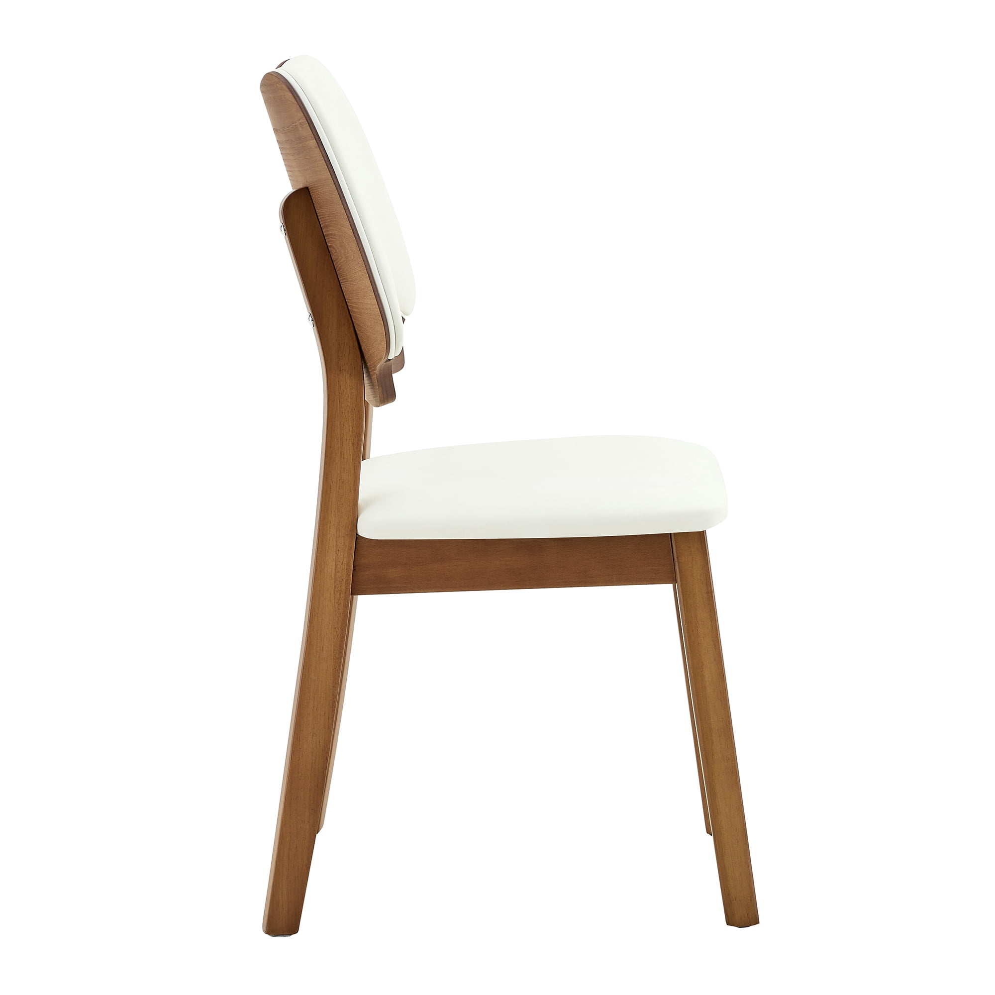 Aukfa Mid-Century Modern Dining Chairs Set of 2, Upholstered Accent Chairs with Solid Wood Legs & Curved Backrest, Walnut/Gray