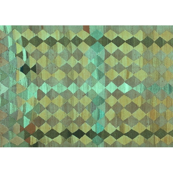 Ahgly Company Indoor Rectangle Oriental Turquoise Blue Traditional Area Rugs, 5' x 8'