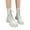 2White, variant on Black White Combat Boots for Women Round Toe Lace up Zipper Retro Leather Mid Calf Winter Booties