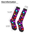 thumbnail image 2 of Xecao Colorful Hearts print thigh-high socks, crafted for both men and women with a stretchy, high-opaque design perfect for daily wear, 2 of 6