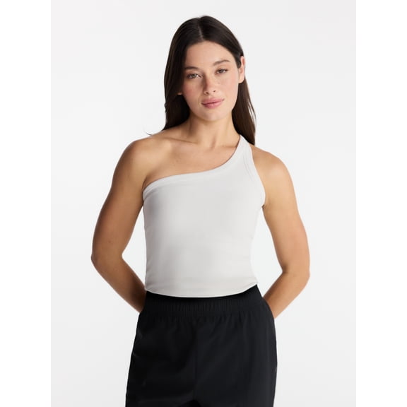 Avia Women's One Shoulder Ribbed Tank Top, Sizes XS-XXXL