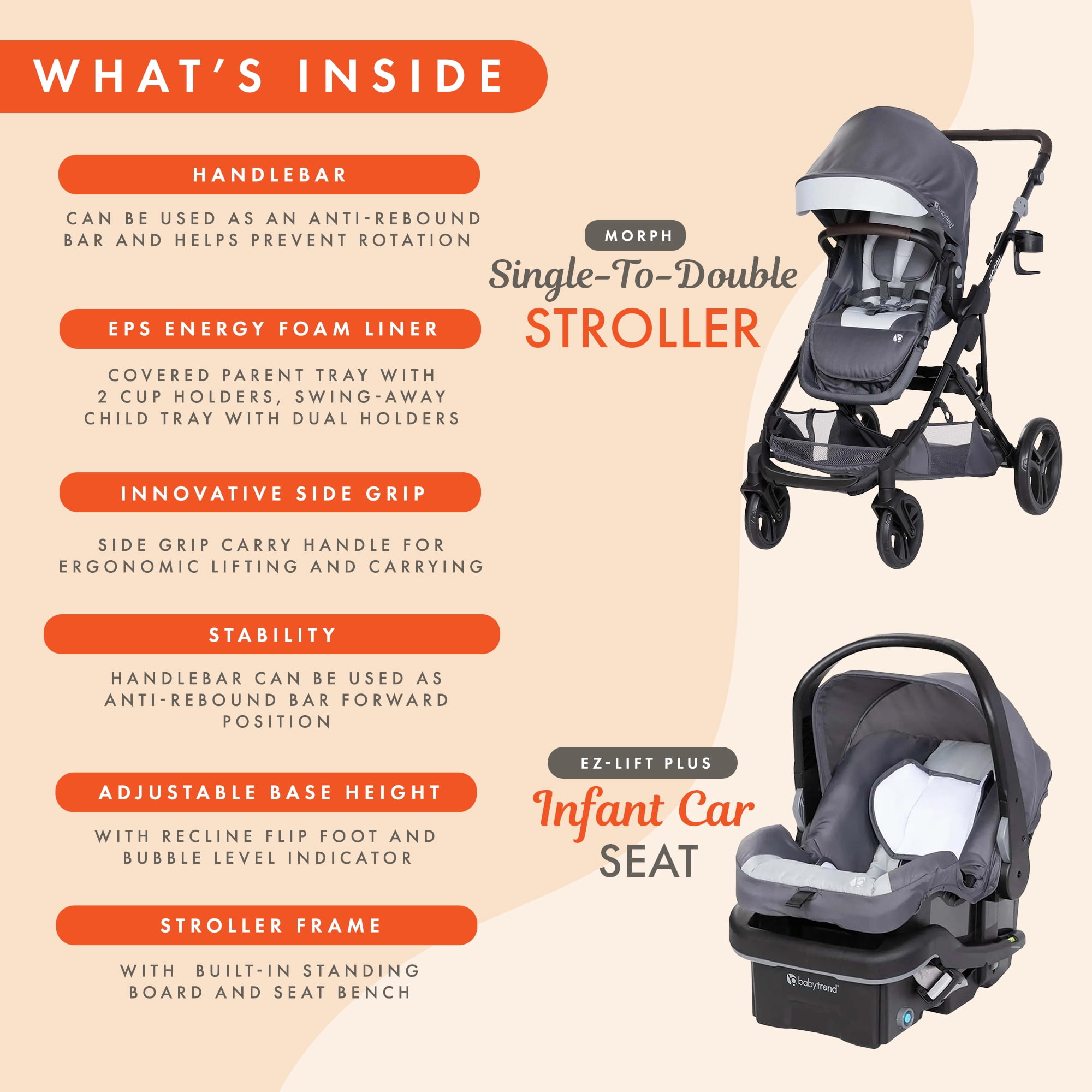 Baby Trend Morph Single to Double Modular Travel System (with EZ