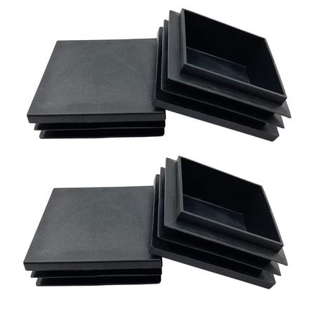 10-Pack Black Plastic End Caps For 2 Inch Square Tubing - Fence Post, Furniture, Chair Glide Plug