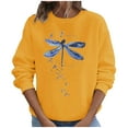 thumbnail image 2 of jjayotai Long Sleeve Shirts for Women, Casual Dragonfly Graphic Crewneck Sweatshirt Teen Girls Oversized Workout Basic Tops, 2 of 8