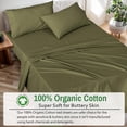 thumbnail image 3 of RUVANTI 100% Organic Cotton Sheets - King Size Sheet Set - 4 Piece Percale Weave Bedding, Crisp, Cooling & Breathable, Soft & Durable, 16" Deep Pocket, Hotel Quality Sábanas - Olive, 3 of 9