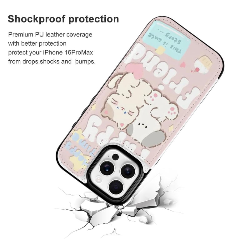 Italian Pasta Lovers Pattern Junk Food Lover Leather Wallet Case for iPhone  16 Pro Max 16E 16SE4 16PRO Wallet Case Card Holder Flip - Walmart.com