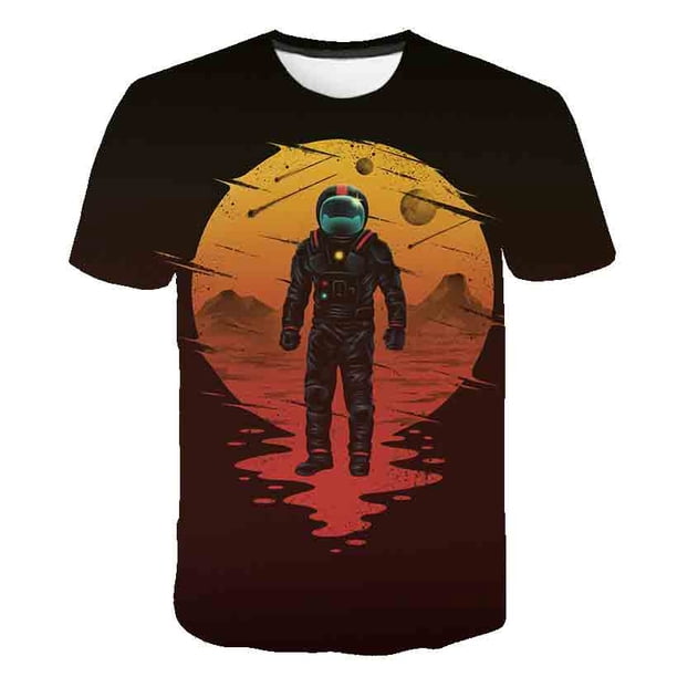 Camisetas de astronauta de verano para niños y niñas, nuevas camisetas informales para niños y niñas, camisetas de manga corta, ropa de cuello redondo, Top14T Gao Jinjia LED